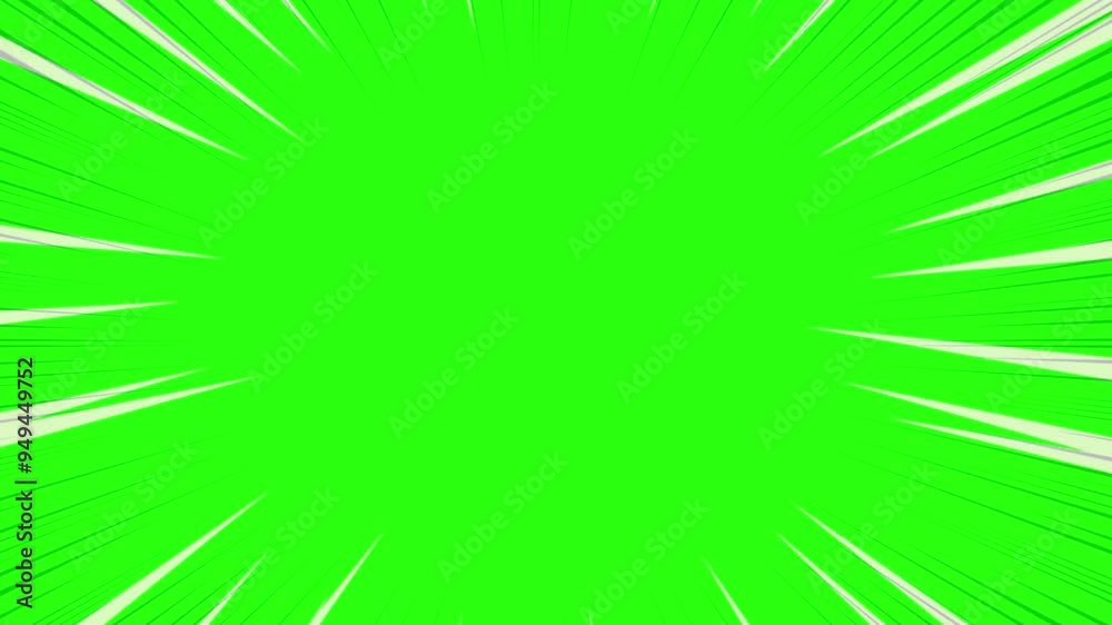 Anime mangga style comic speed line background animation on green screen, flash action, concentrated lines