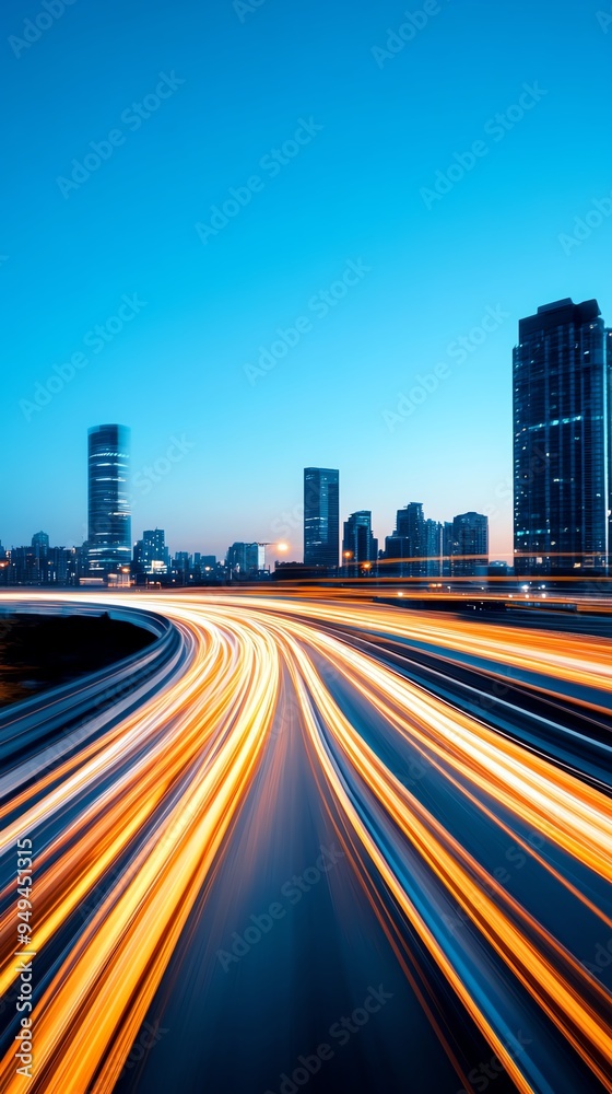 Obraz premium Artistic motion blur and light trails in a night scene, captured with delayed shutter speed, using Nikon AFS NIKKOR 50mm f14G for a smooth, dynamic image