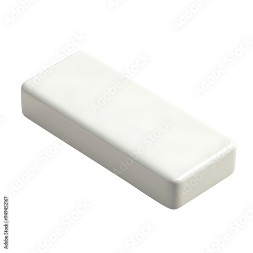 white eraser rubber isolated on transparent white background, clipping path