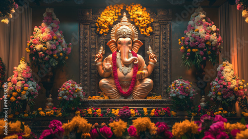 A Lord Ganesha for Ganesh Chaturthi, ganesha statue in the temple wallpaper,Ganesh Chaturthi festival