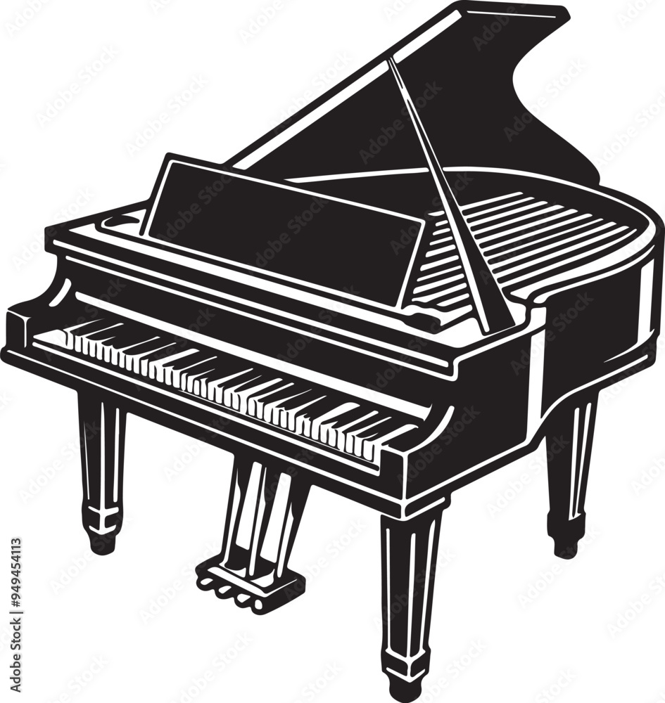 Piano vector art illustration silhouette generative ai Piano vector art illustration silhouette generative ai