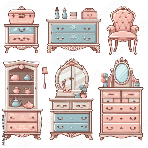 Dresser set vector illustration