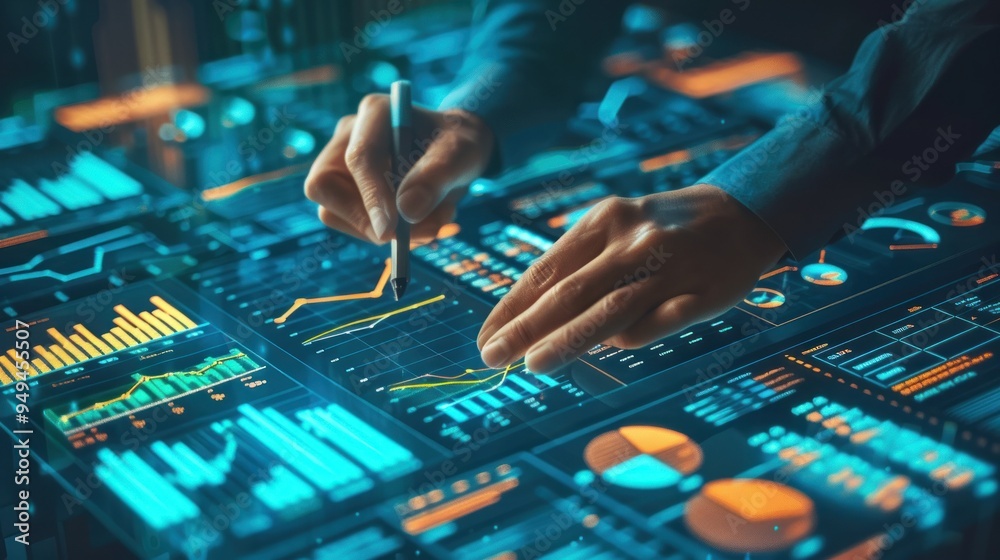 Businessman drawing graph of business growth and progress. AI generated images Businessman drawing graph of business growth and progress. AI generated images