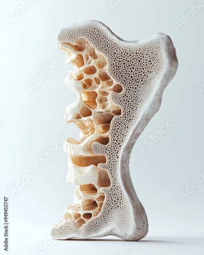 Spongy Bone Structure -  Close-up of a Cross Section of Cancellous Bone with Trabeculae and Osteocytes - Scientific Anatomy Image photo