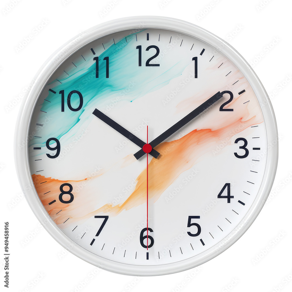 wall clock isolated on transparent white background, clipping path