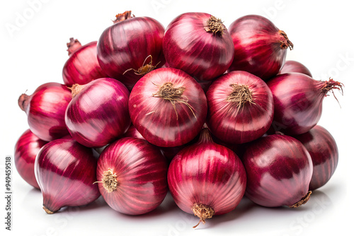 Isolated Onions. Fresh Red Onions Isolated on White Background 