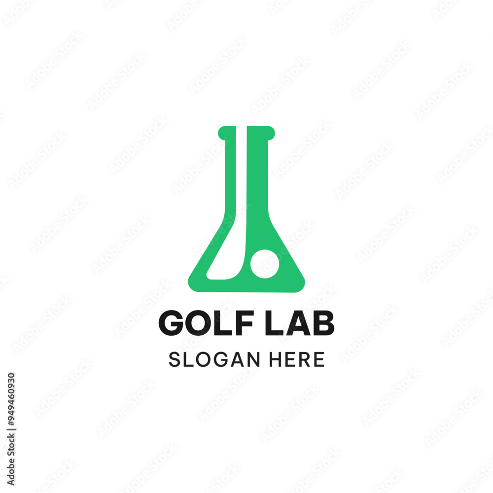 Golf lab logo template in simple style. Golf and tube vector illustration Golf lab logo template in simple style. Golf and tube vector illustration