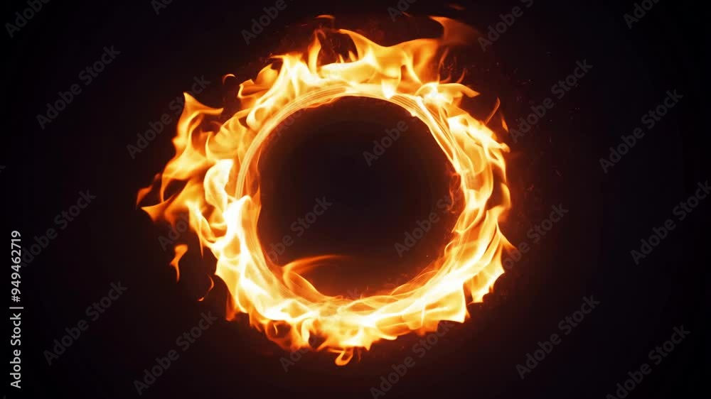 Captivating display of a glowing flame ring at night showcasing intricate fire patterns and shapes