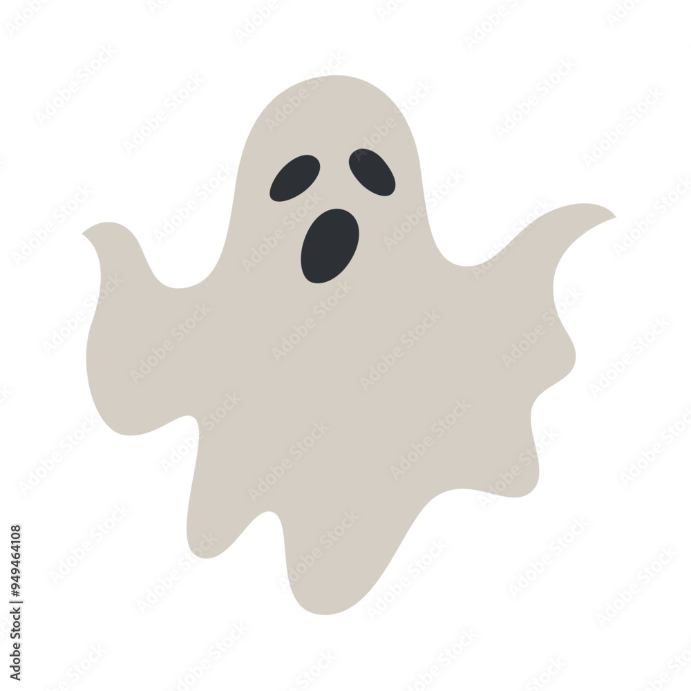 Vector illustration of simple, flat design ghost, spooky and cute creature. Perfect for Halloween themed designs, decorations, and fun yet eerie projects. Playful and haunting appearance Vector illustration of simple, flat design ghost, spooky and cute creature. Perfect for Halloween themed designs, decorations, and fun yet eerie projects. Playful and haunting appearance