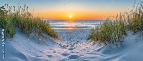 Fototapeta Naklejka Na Ścianę i Meble -  Sunset at the dune beach