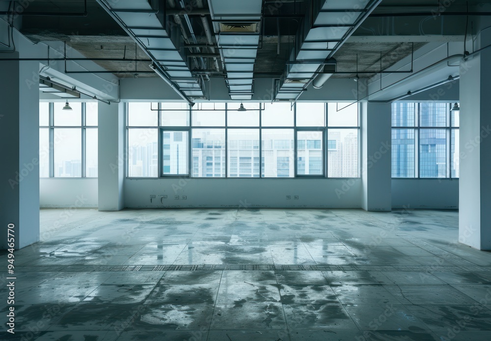 Empty Office Space with City View Empty Office Space with City View