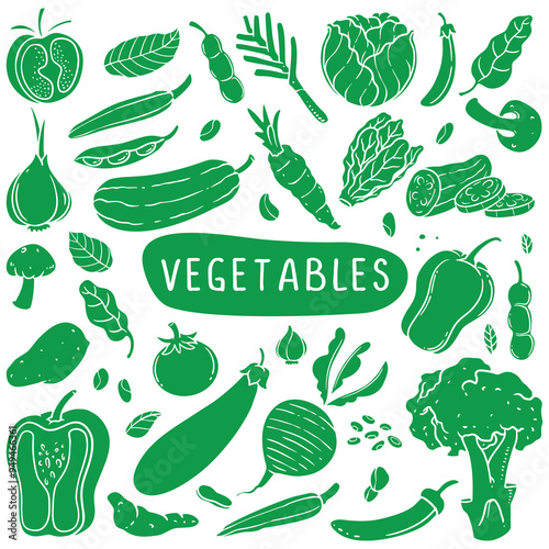 Hand Drawn Green Vegetable ...