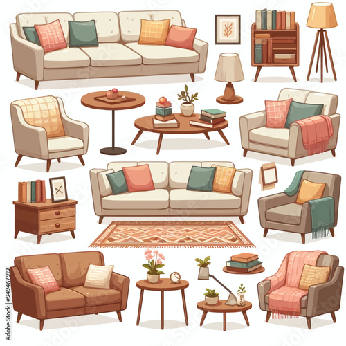 Sofa set vector illustration