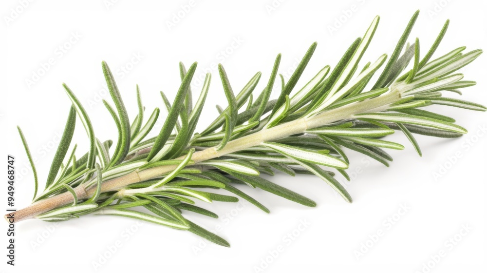 Fototapeta premium Isolated white background image of fresh branches of tarragon plant, a herb, a popular spice used in cooking, aromatic and healthy.