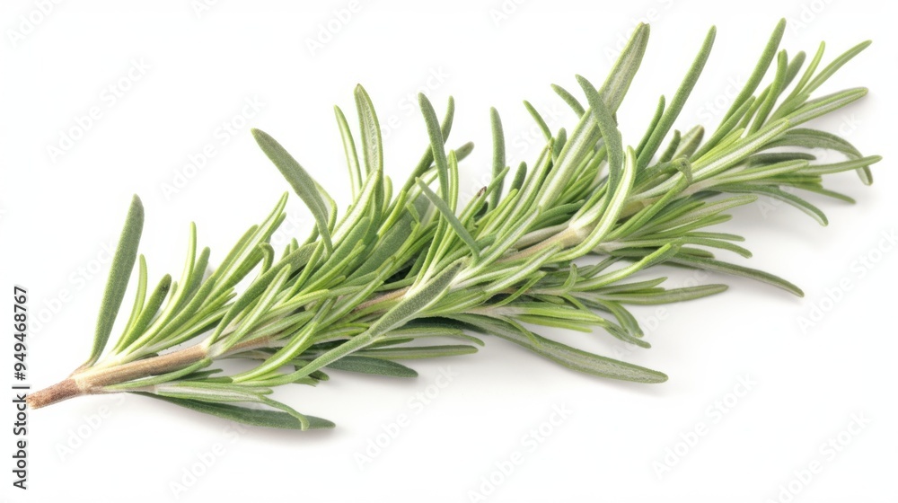 Fototapeta premium Isolated white background image of fresh branches of tarragon plant, a herb, a popular spice used in cooking, aromatic and healthy.