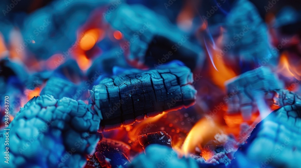 Beautiful fire in the fireplace with burning embers. AI generated images Beautiful fire in the fireplace with burning embers. AI generated images