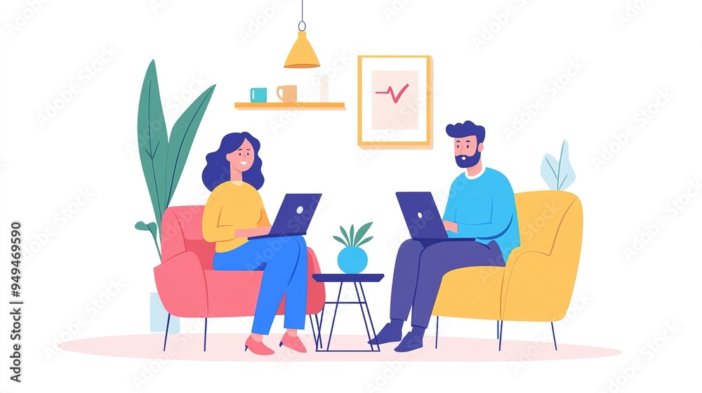 A young couple reviewing their health insurance policy at home, with documents and laptops. A young couple reviewing their health insurance policy at home, with documents and laptops.