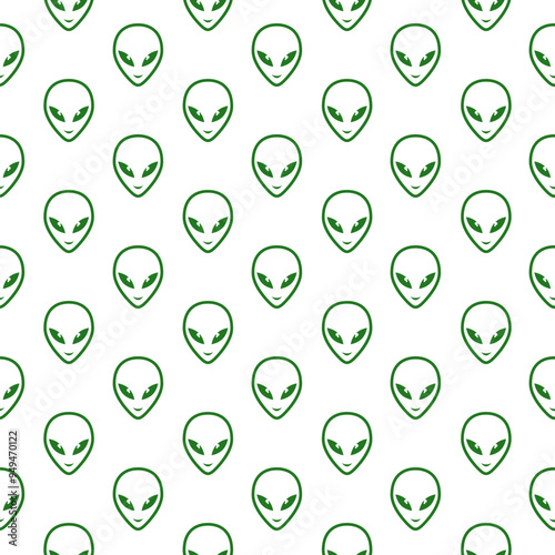 Alien face icon isolated seamless pattern on white background