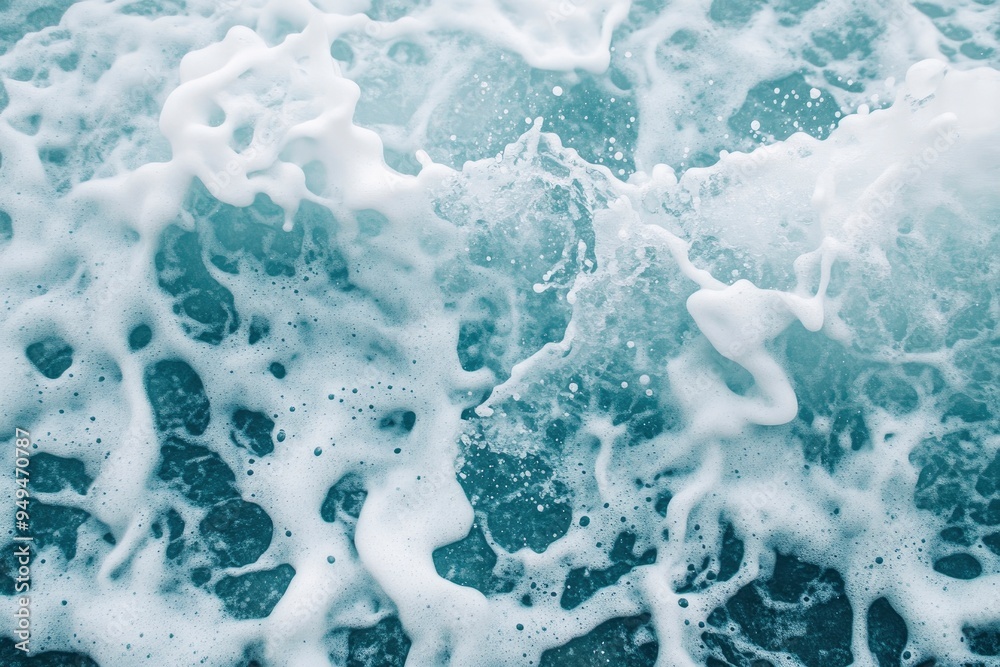 Naklejka premium Ocean water background with foam. Ocean water splash. Not a calm , ai