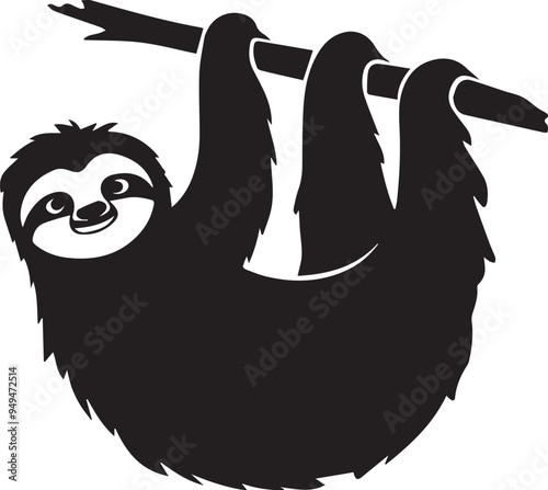 Sloth vector black silhouette design for T-Shirt