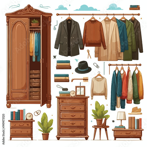 Wardrobe set vector illustration