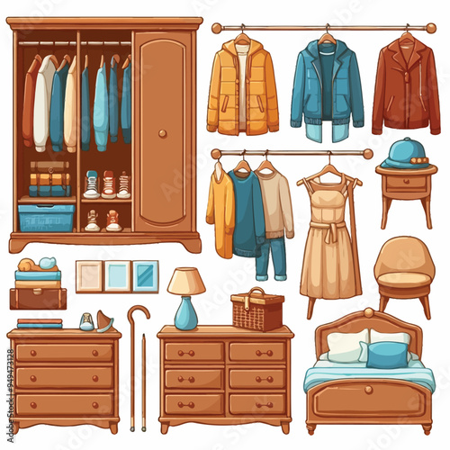 Wardrobe set vector illustration