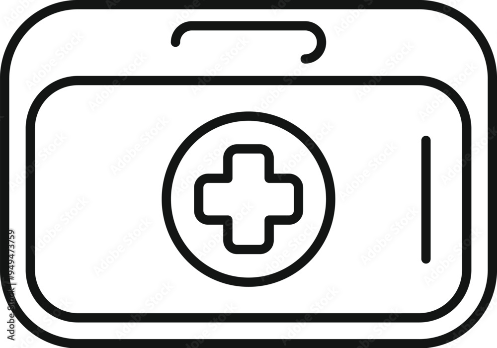 Simple line icon of a first aid kit, isolated on a white background Simple line icon of a first aid kit, isolated on a white background