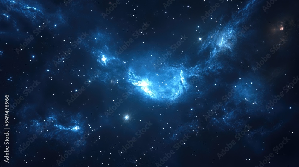 Fototapeta premium Deep space star field illustration featuring a universe filled with gas and distant stars in a 3D cartoon rendering