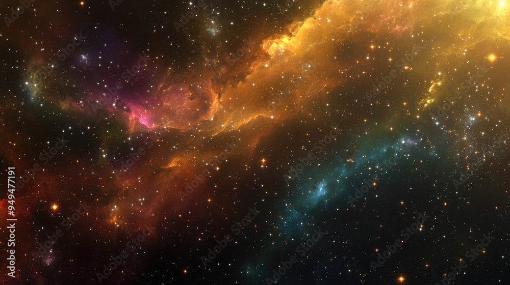 Fototapeta premium 3D cartoon depiction of nebulae and numerous stars in outer space