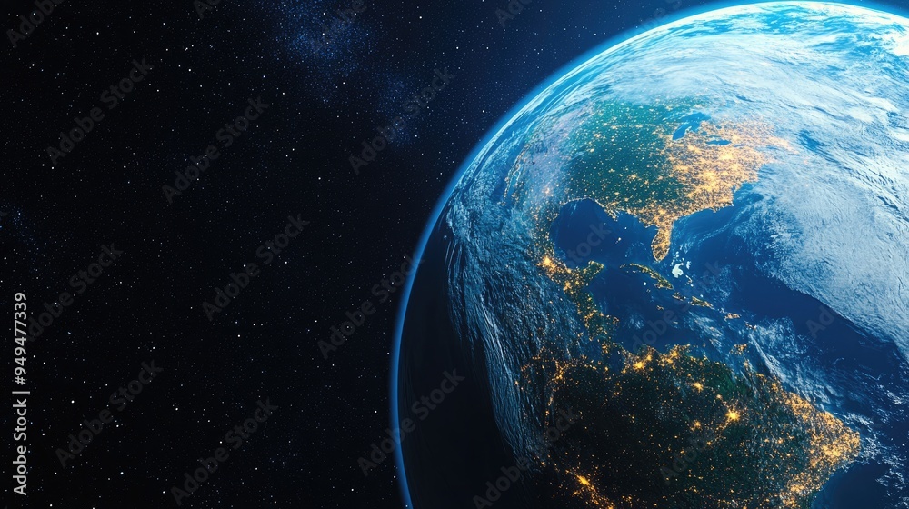 Obraz premium Abstract Earth viewed from space in 3D cartoon rendering