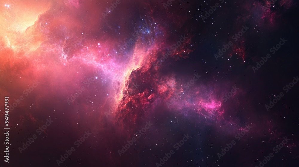 Obraz premium Nebula with stars dust and gas in a distant galaxy
