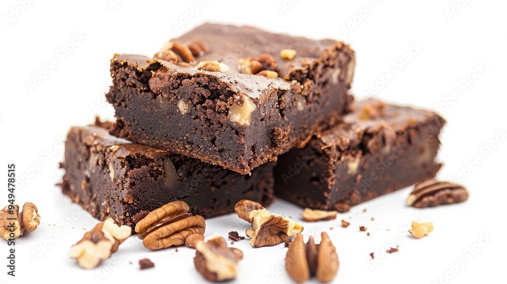 A futuristic watercolor of a brownie with walnuts, isolated with a white background A futuristic watercolor of a brownie with walnuts, isolated with a white background