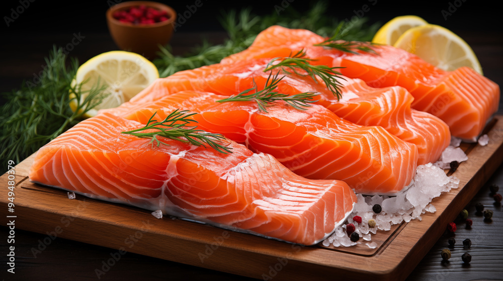 Close-up of Salmon fillet, cut into pieces isolated on white background Close-up of Salmon fillet, cut into pieces isolated on white background