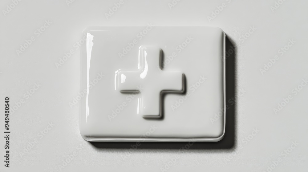 A vibrant white first aid kit with a white plus symbol on the lid positioned against a neutral background to emphasize its clarity and purpose A vibrant white first aid kit with a white plus symbol on the lid positioned against a neutral background to emphasize its clarity and purpose