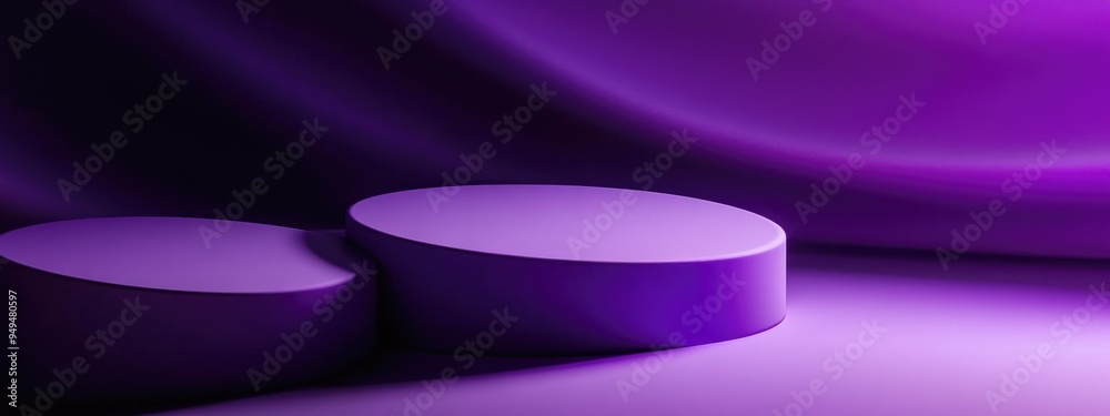 Abstract 3D violet platform with a minimal studio background Geometric shape illustration for showcasing cosmetics and beauty products Abstract 3D violet platform with a minimal studio background Geometric shape illustration for showcasing cosmetics and beauty products