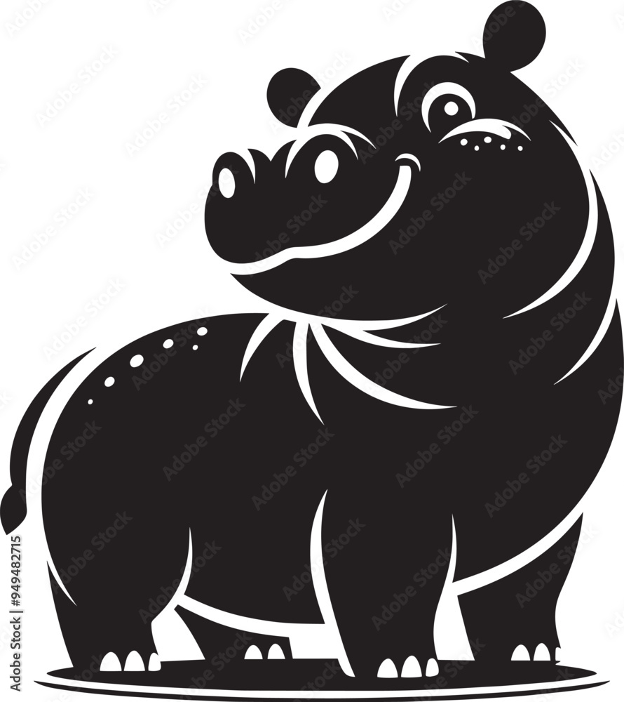 Fototapeta premium Hippo Silhouette isolated on white background Minimalist hippo vector illustration