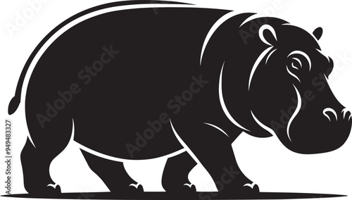 Hippo Silhouette isolated on white background Minimalist hippo vector illustration photo