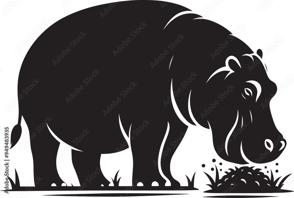 Obraz premium Hippo Silhouette isolated on white background Minimalist hippo vector illustration