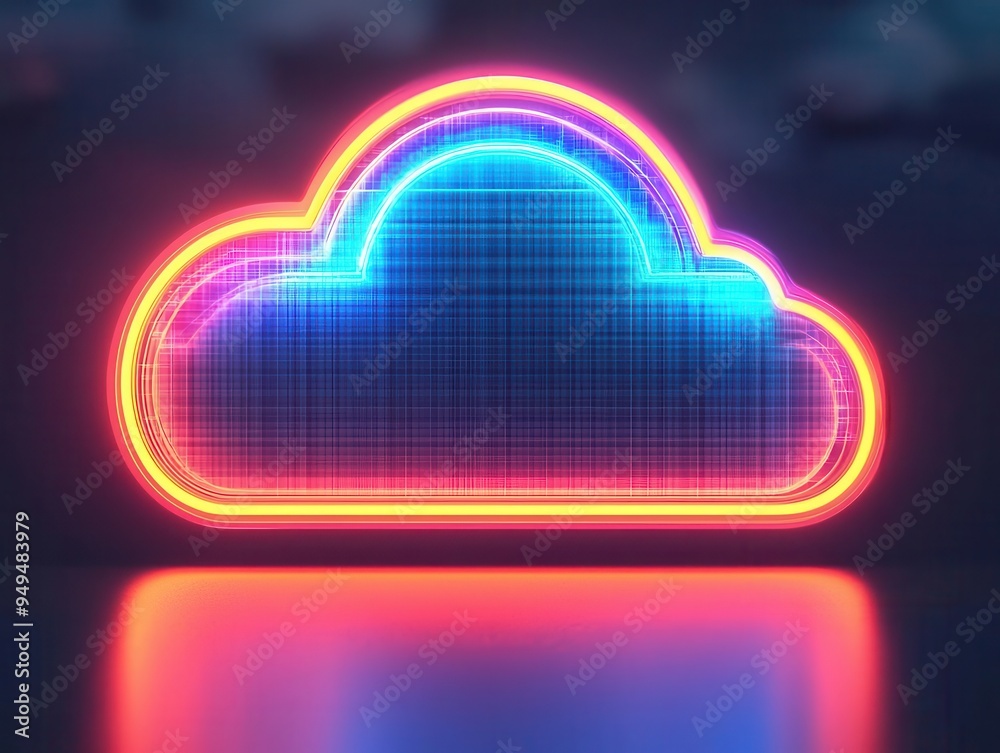 Abstract cloud server network with glowing nodes, cloud computing, digital transformation Abstract cloud server network with glowing nodes, cloud computing, digital transformation