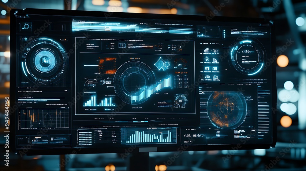 Futuristic Interface with Data Visualization and Graphs Futuristic Interface with Data Visualization and Graphs