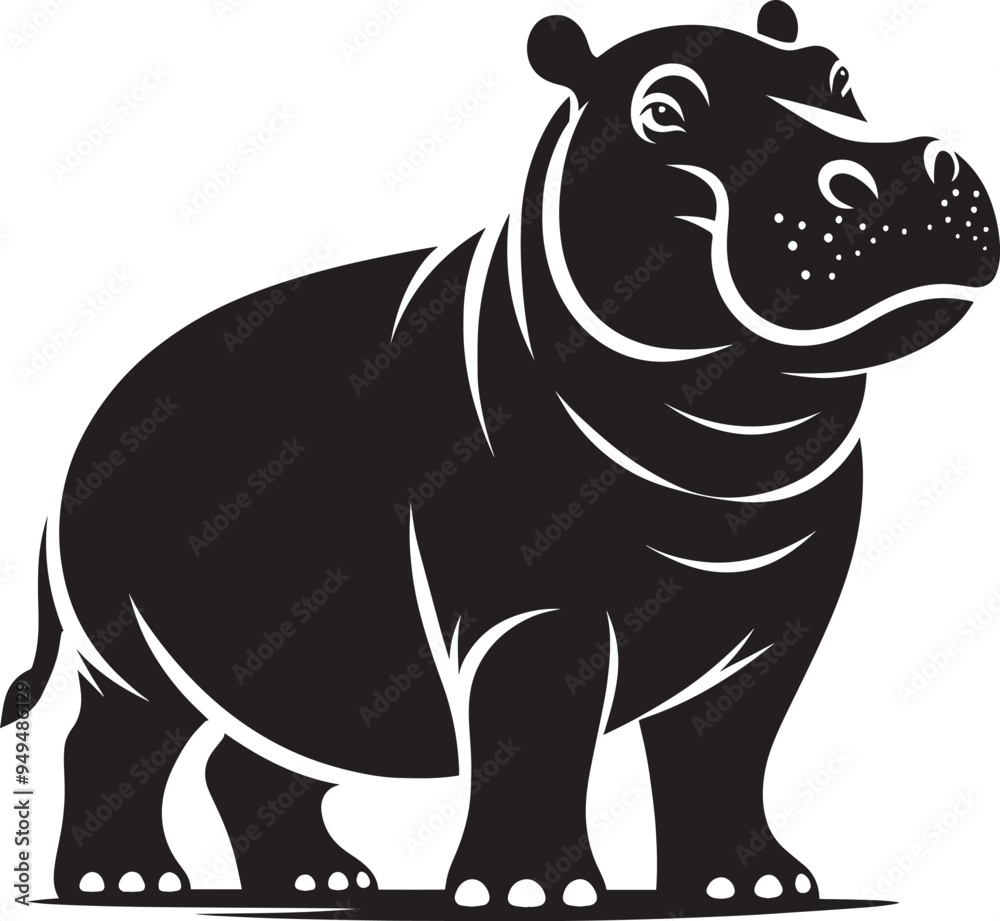 Obraz premium Hippo Silhouette isolated on white background Minimalist hippo vector illustration