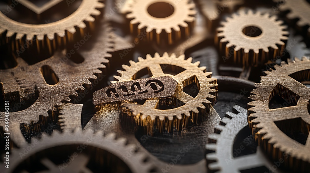 Interlocking Gears: Close-Up of a Mechanical System Interlocking Gears: Close-Up of a Mechanical System