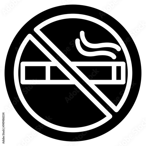 No smoking icon in glyph solid black fill style 