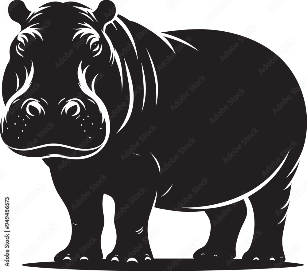 Fototapeta premium Hippo Silhouette isolated on white background Minimalist hippo vector illustration