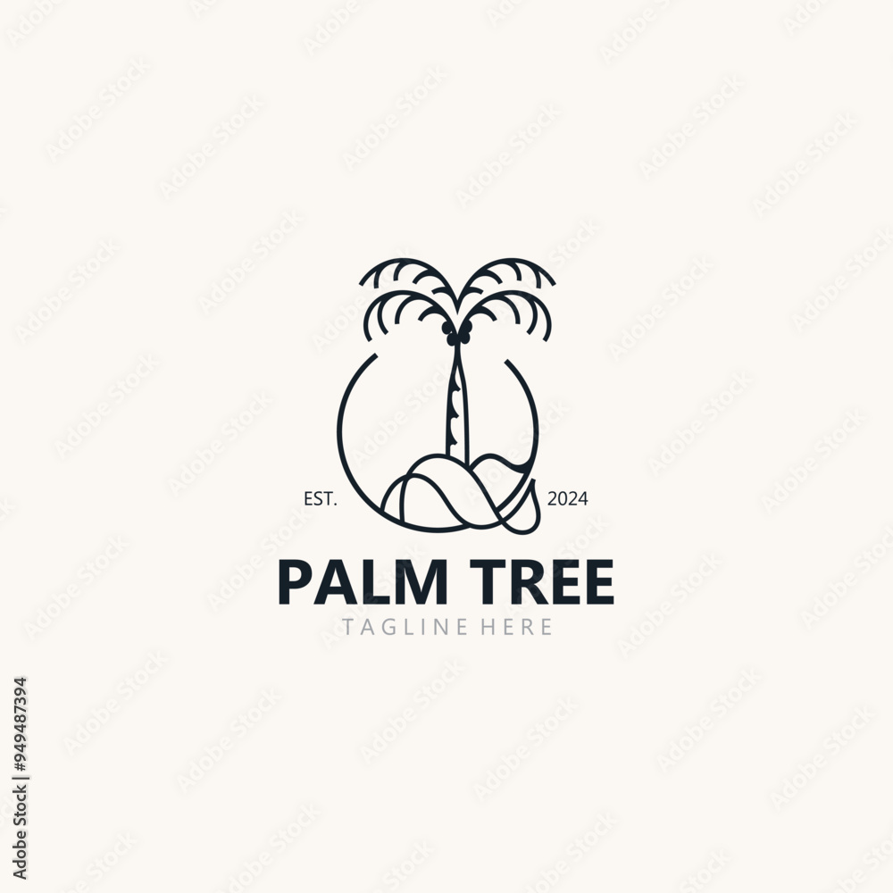 Palm tree simple and modern premium logo design. abstract icon palm beach illustration Palm tree simple and modern premium logo design. abstract icon palm beach illustration