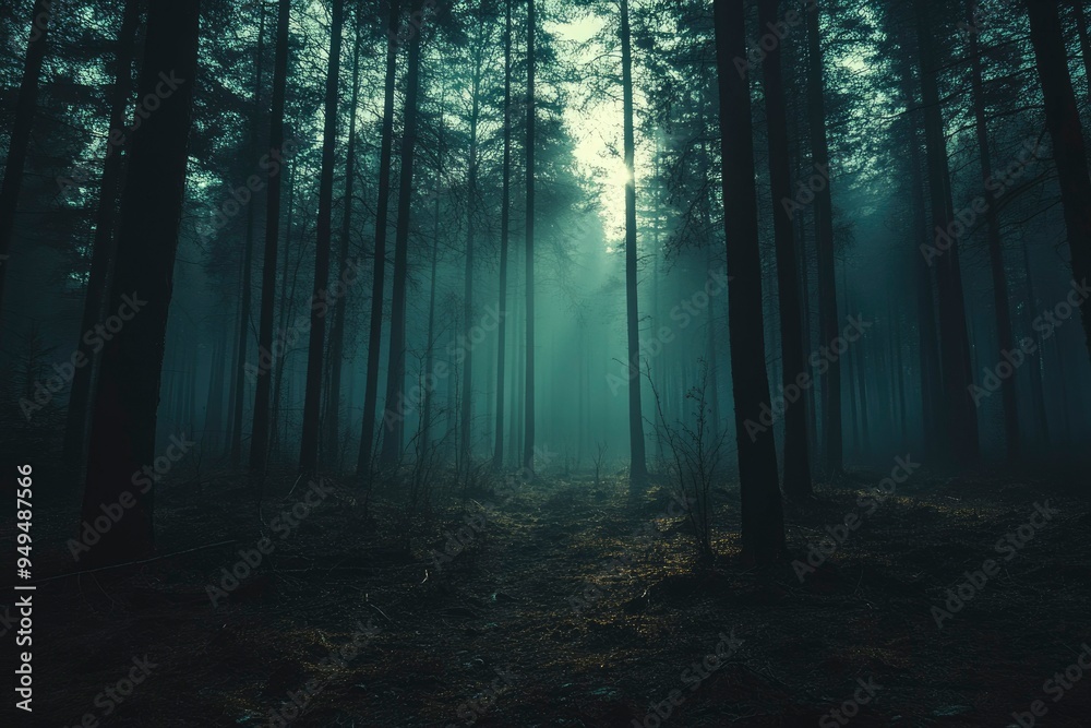 Sunbeams Through a Misty Forest Sunbeams Through a Misty Forest