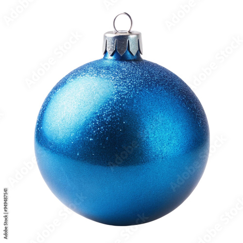 Blue Christmas ball isolated on transparent background