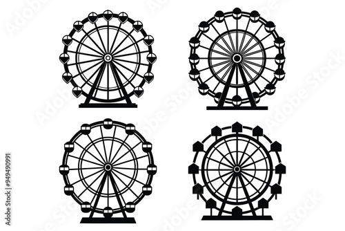 Ferris wheel silhouette vector illustration 