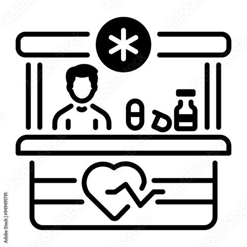 A linear style icon of pharmacy