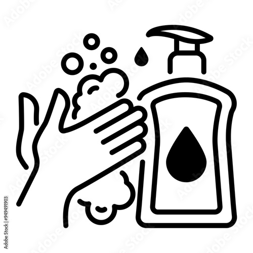 An outline style icon of hand wash 